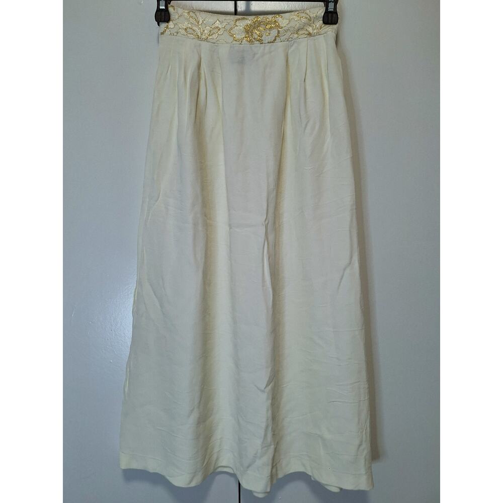 Addiction Vintage White Cream Gold Skirt Size 3 - Picture 2 of 7